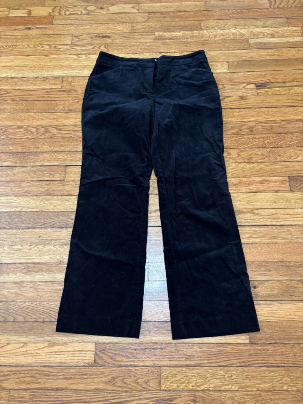 Talbots Womens Velvet Pants Sz 12 Black Soft Casual Career Bootcut Trousers